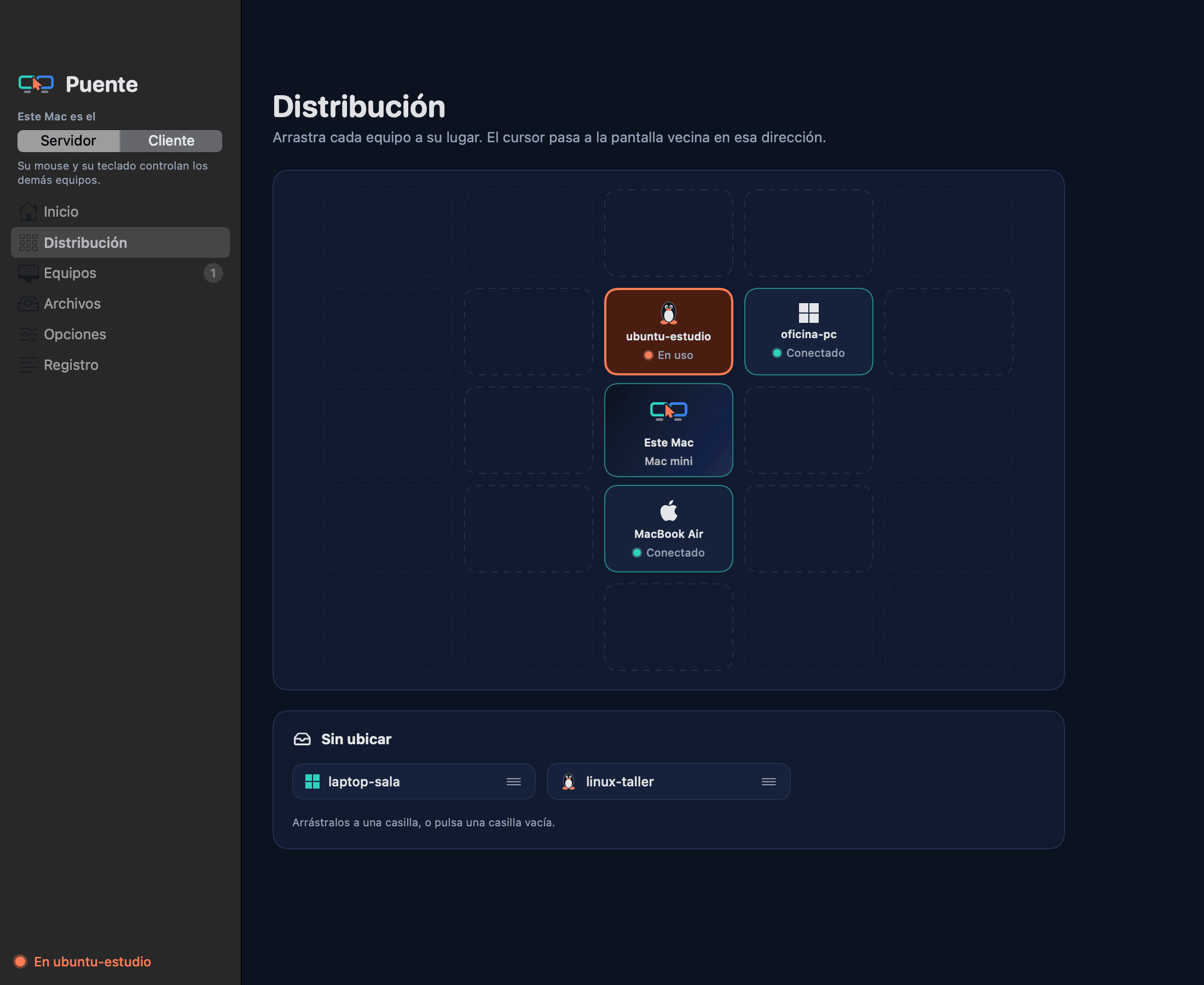 Linux Centro Comparte mouse y teclado entre Mac, Windows y Linux · Puente